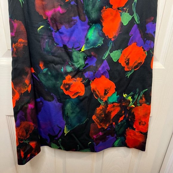 Milly Floral Abstract Colorful Black Mini Dress Size 4 - Picture 3 of 12